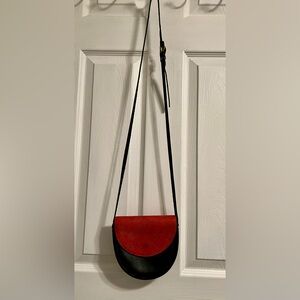 Unbranded Leather Elegant Red and Black Small Crossbody Bag